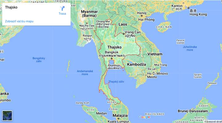 mapa Thajska